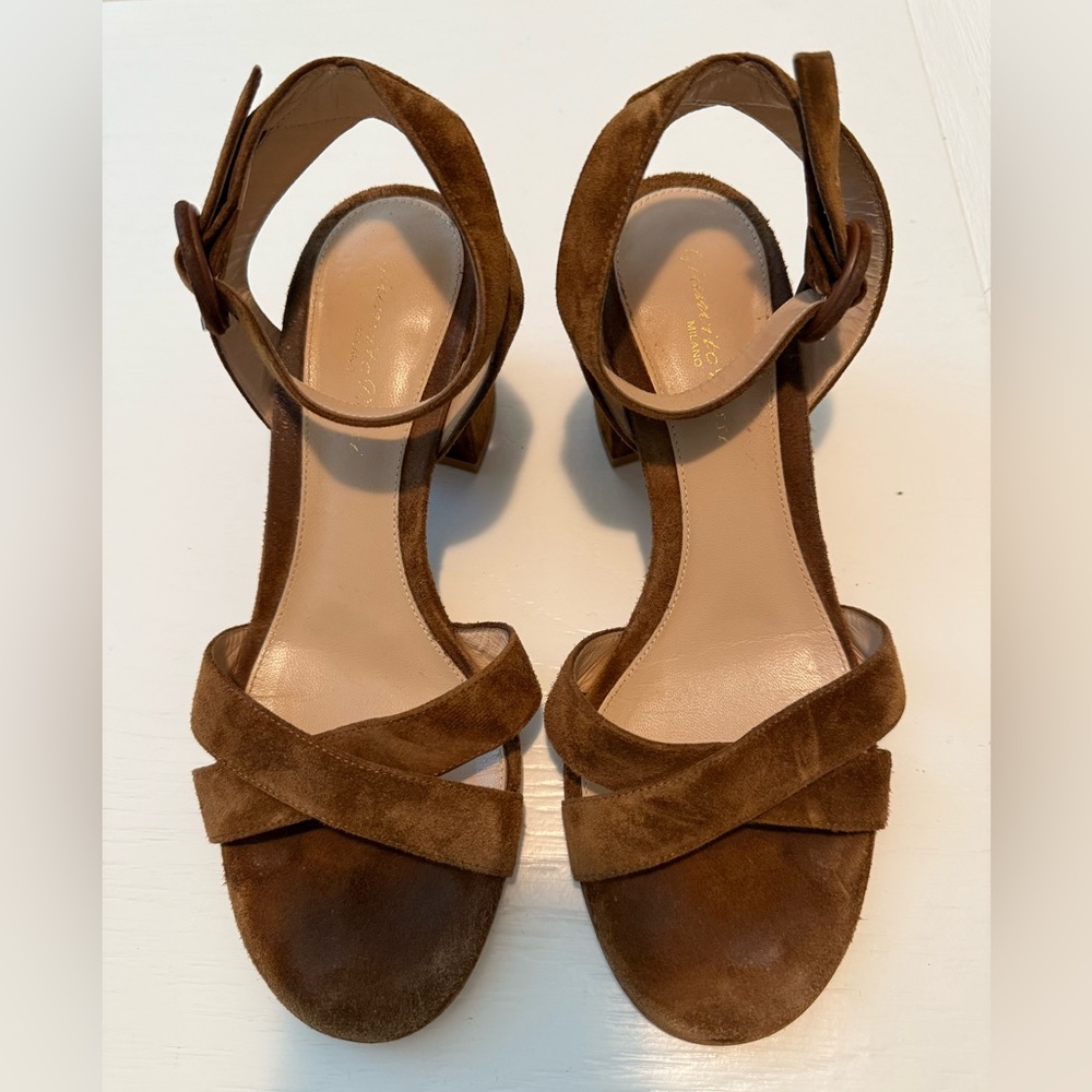 Brown Suede Ankle-Strap Sandals - Women